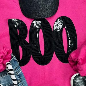 Boo Sequin Halloween Tshirt or Sweatshirt: Boo shirt, cute halloween sequin shirt