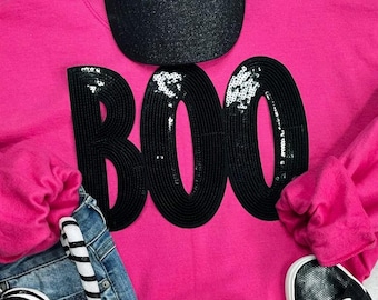 Boo Sequin Halloween Tshirt or Sweatshirt: Boo shirt, cute halloween sequin shirt