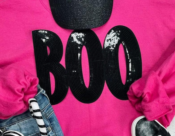 Boo Sequin Halloween Tshirt or Sweatshirt: Boo shirt, cute halloween sequin shirt