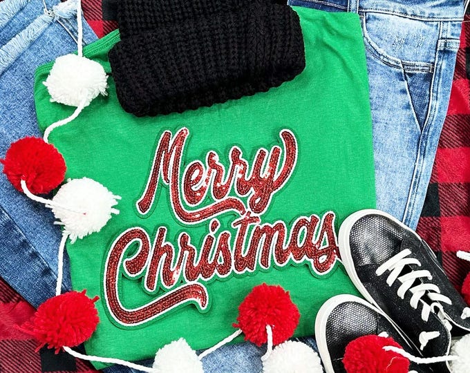 Sequin Merry Christmas Sweatshirt