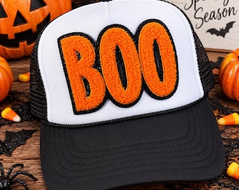 BOO Cheniile Trucker Hat | Halloween Hat | Spooky Season Hat | Halloween Trucker Cap