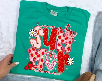 Strawberry T-Shirt: Sweet Summertime Graphic Tee - Island Green
