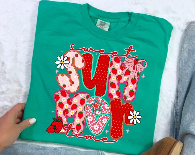 Strawberry T-Shirt: Sweet Summertime Graphic Tee - Island Green