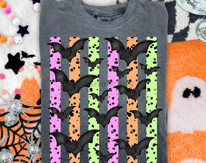 Halloween Bat Stripes Tshirt, Halloween Shirt