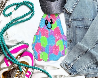 Sequin Ghost T-Shirt: Multicolor Halloween Sparkle Tshirt - ghost shirt