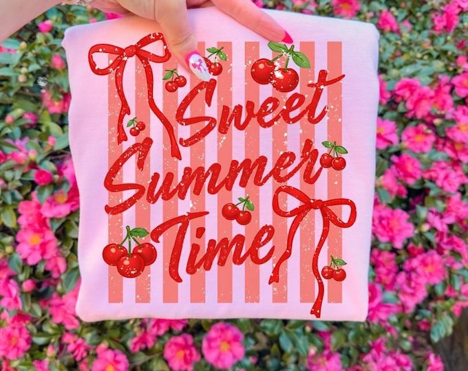 Sweet Summertime Cherries and Stripes Tshirt
