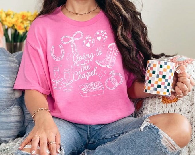 Going to the Chapel WHITE lettering Shirt, future bride tshirt