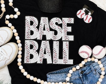 Baseball sequin patch shirt