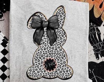 Leopard Bunny Coquette T-shirt, Easter Shirt, cute Bunny Shirt, Trendy bunny shirt