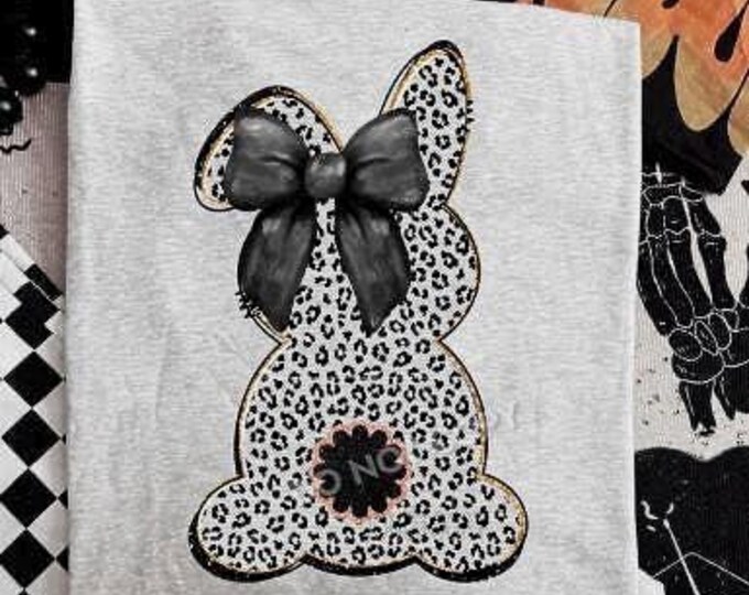 Leopard Bunny Coquette T-shirt, Easter Shirt, cute Bunny Shirt, Trendy bunny shirt
