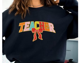 Sequin Teacher Sweatshirt: Multicolor Patch, Teacher Appreciation Gift