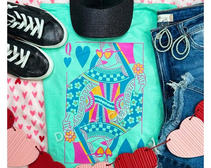 Queen of Hearts Tshirt, lucky shirt, Lady Luck shirt