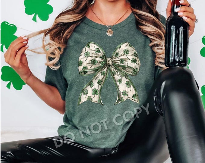 Shamrock Bow T-shirt: St Patrick's Day Lucky Shirt