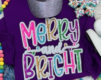 Merry and Bright Sequin Patch Sweatshirt