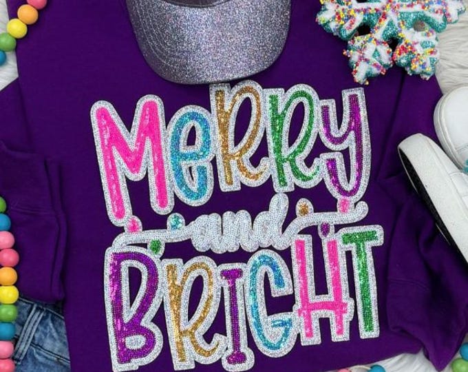 Merry and Bright Sequin Patch Sweatshirt