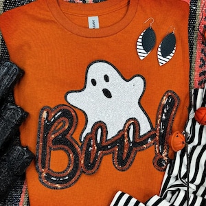 Sequin Ghost Halloween T-Shirt: Shimmering Boo Tee