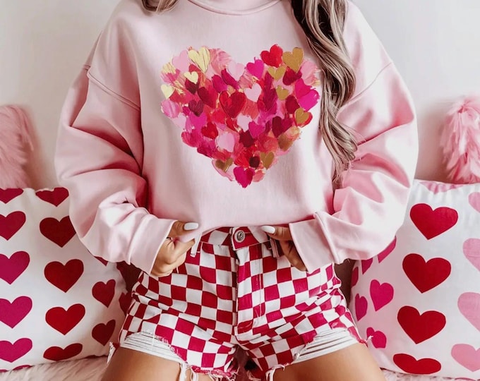 Brushstroke Heart Collage Valentines Day Sweatshirt