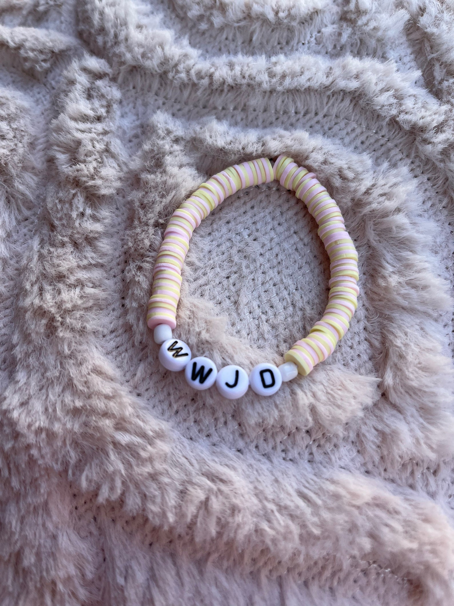 WWJD Preppy Clay Bead Bracelet X1 Choose Color Handmade Etsy