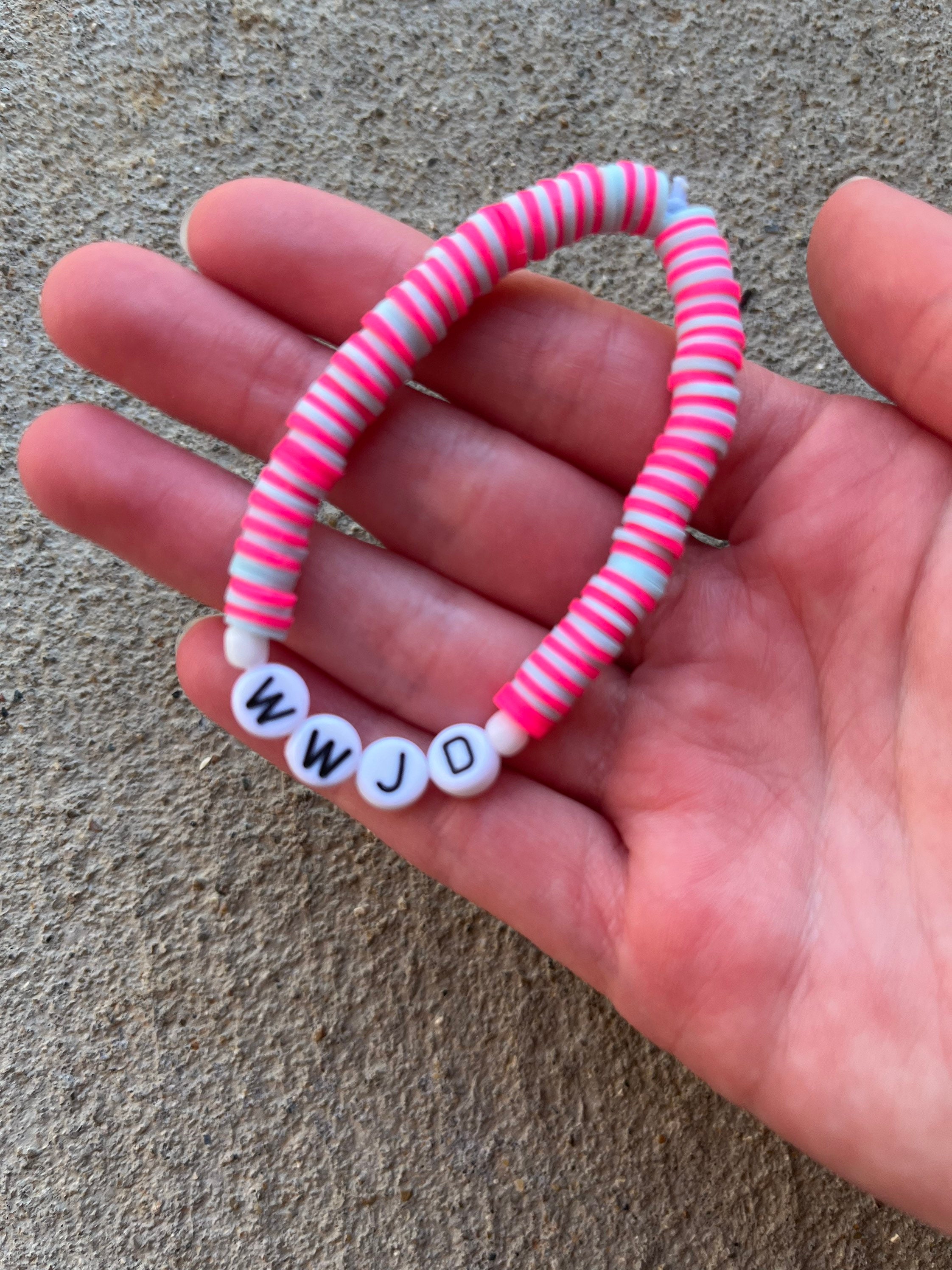 WWJD Preppy Clay Bead Bracelet X1 Choose Color Handmade Etsy