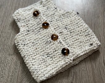 Handmade knitted baby button up waistcoat (0-6 months)