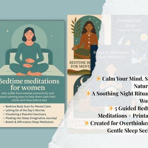 Sleep Meditations for Women: 5 Guided Scripts + Bonus Journals (Digital Download