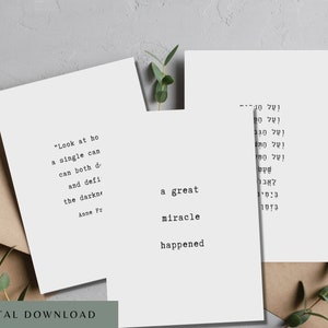Printable 5x7 Vintage Hanukkah Cards, Set of 3 Hanukkah Quotes Cards, Digital Download