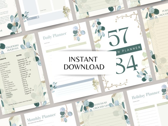 5784 Printable Jewish Planner/calendar 2023-2024 Jewish Holiday/meal Planner  Botanical Watercolor Planner DIGITAL DOWNLOAD - Etsy