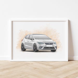Personalised Seat Ibiza FR Art Print, Poster, Decor, Gift For Car Enthusiasts, Birthday, Boyfriend, Valentines, Christmas, Made in UK
