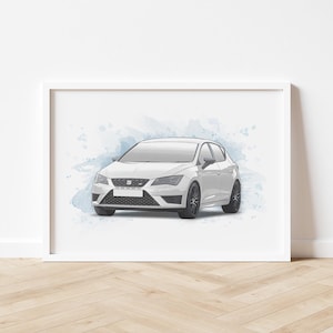 Personalised Seat Leon Cupra Artwork, Poster, Art Print, Decor, Gift For Car Enthusiasts, Birthday, Anniversary, Christmas, Made in UK