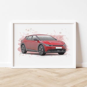 Personalised EV6 Car Art Print, Poster, Home Decor, Artwork, Drawing, Gift For Car Lover, Birthday, Anniversary, Christmas, Made in UK