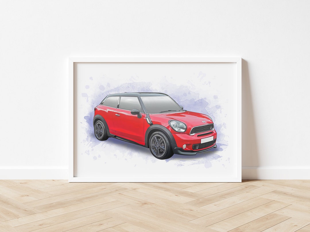 Personalised Mini Paceman S Art Print, Car Portrait, Illustration ...