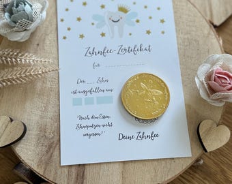 Tooth fairy letter certificate gold coin loose tooth milk tooth tooth tin tooth coin tooth gap reward first tooth
