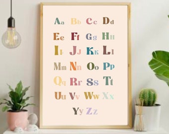 Montessori Inspired Educational Alphabet Learning Chart, for Playroom, Nursery