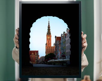 Gdansk Town Hall Photographed Through Długi Targ At Sunrise | Fine Art Print | Gallery Quality Wall Art | Fine Art Photography | Unique Gift
