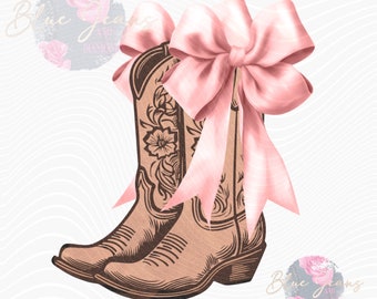 Coquette Cowgirl Boots PNG: Western Sublimation Design (Digital Download)