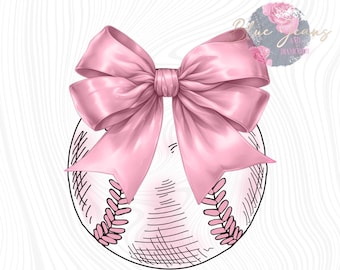 Coquette Softbal PNG: clipart roze strik (digitale download)