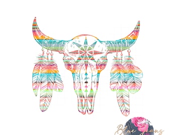 Bull Skull PNG | Western PNG-Aztec PNG | Vintage Rodeo Sublimation-Grunge design, Western Sublimation- Cow Skull png,  Retro Western Png