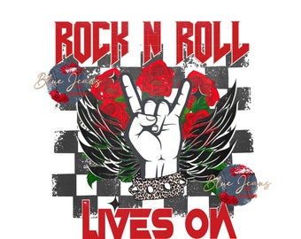 Rock N Roll Lives On PNG-Wild Soul Png-Distressed Sublimation Digital Design Download-Rocker Png, Grunge Png, Checkered Png, BUNDLE PNG