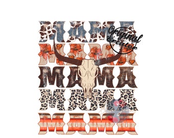 Mama PNG, Western Png, Western Mama Png, Cow Skull Png, Cowhide Png, Sublimation of Print Design, Mom Png, T Shirt Design, Digitale Download