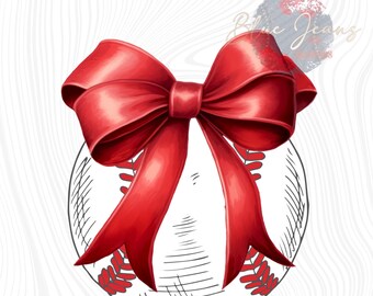 Coquette Softball PNG: Bow Clipart Design (Digital Download)