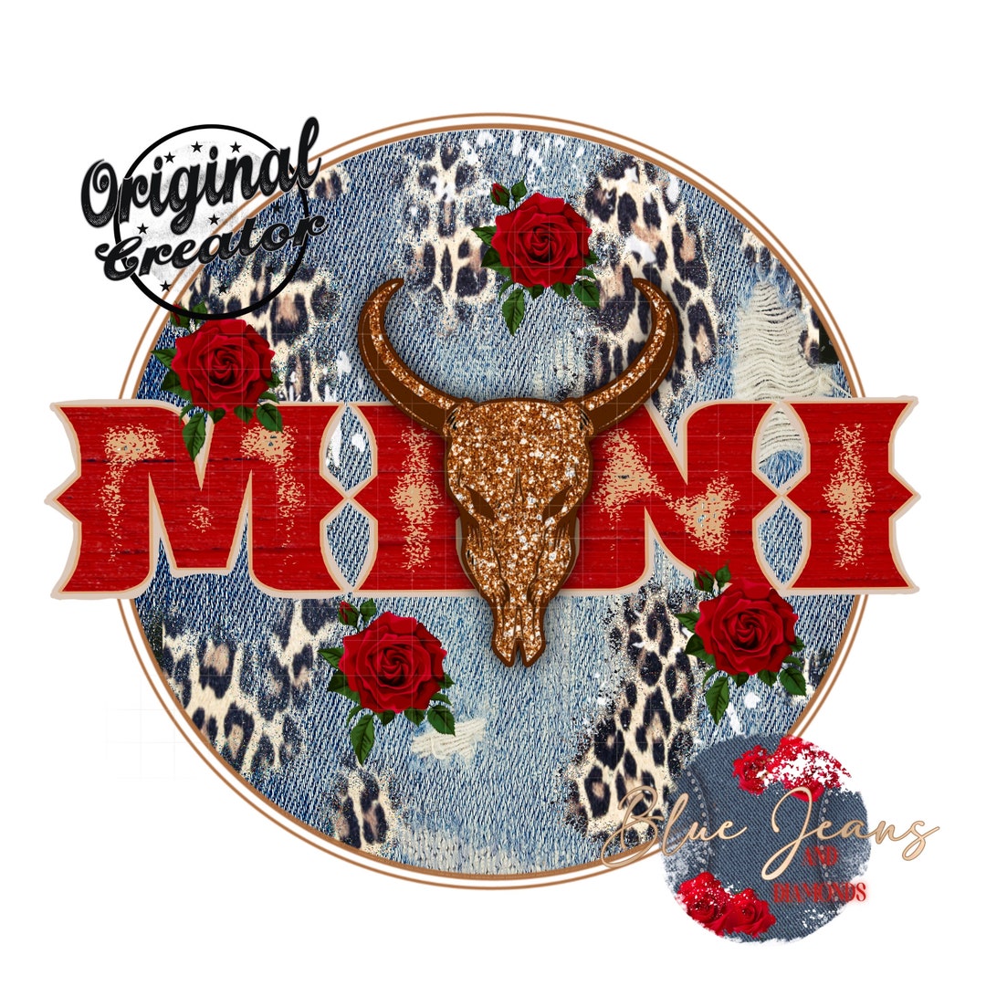 MINI Png-glitter Bull Skull Sublimation Digital Design - Etsy