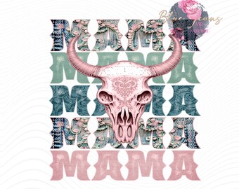 Western Mama Cow Skull PNG: sublimatieontwerp (digitale download)