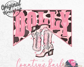 Western Barbie PNG: Pink Cowgirl Boots, Dolly Design (Digital Download)