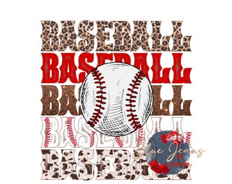 Baseball Mom Png: Cowhide Leopard Western Design (Digital Download)