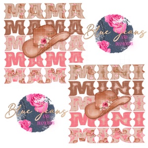 Country Western Mama and Mini Png, Mama Png, Mini png, Cowgirl Png, Mama Sublimation png, Mother’s Day png, Bundle