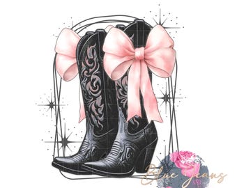 Coquette Cowgirl Boots PNG: Western Sublimation Design