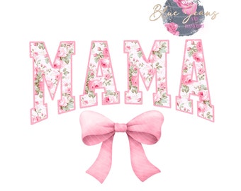 Floral Mama PNG : Noeud papillon rétro (téléchargement numérique)