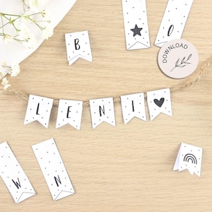 Mini Wimpelkette zum Basteln - SOFORT DOWNLOAD