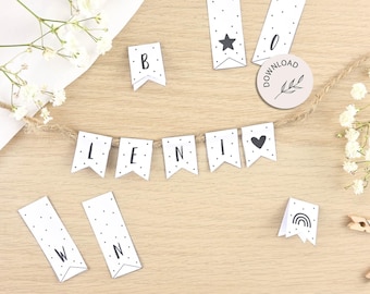 Mini Wimpelkette zum Basteln - SOFORT DOWNLOAD