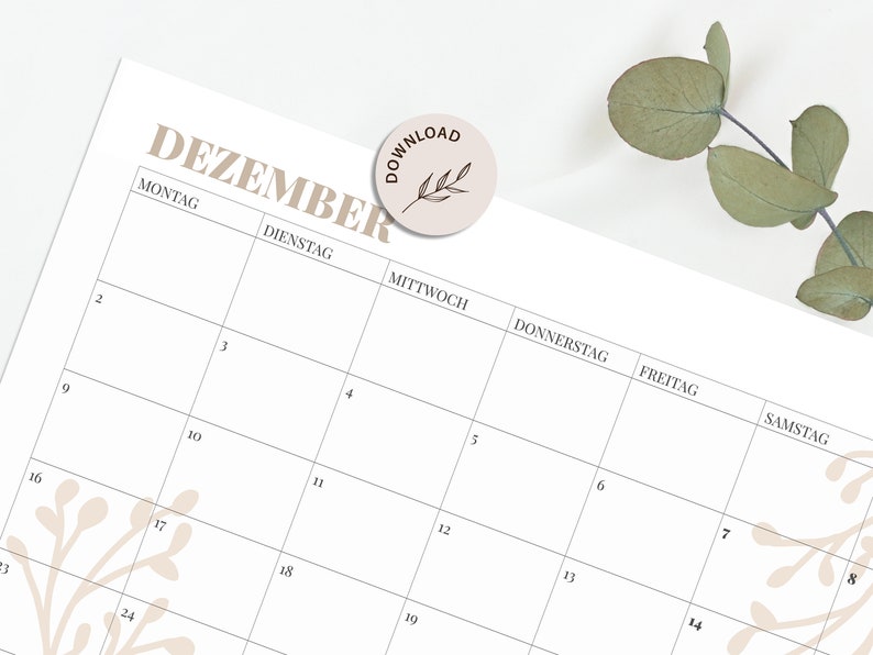 Calendar 2024 Monthly calendar A4, landscape format with beige elements for printing INSTANT DOWNLOAD image 5